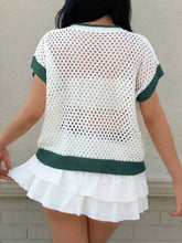 Star Pattern Mesh Knit Short Sleeve Knit Top OutfitFlow